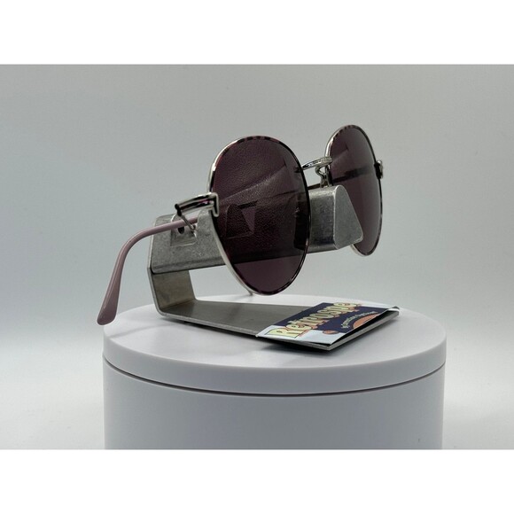 Vintage Oversize Sunglasses NOS Round Purple Lens Silver/Purple Frame Blue Bay - Picture 4 of 10